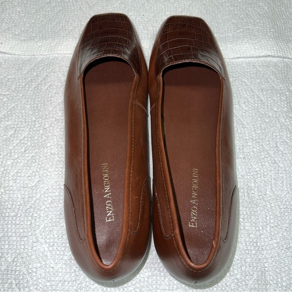 Enzo Angiolini Women’s Liberty Brown Leather Crocodile Pattern Loafers 8 1/2M - Picture 10 of 11